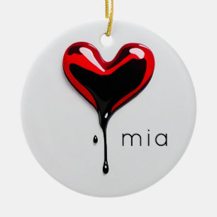 Liebesherz Monogramm Name modern minimalist Weihna Keramik Ornament