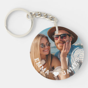 Liebesherz-Paarfoto mit personalisierten Namen Schlüsselanhänger