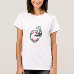 Liebesherz Rotes Portland Oregon Fahrrad T-Shirt