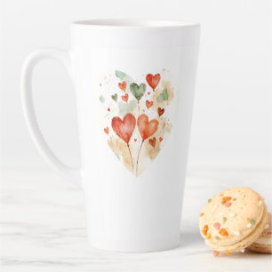 Liebesherzen in Wasserfarben große Latte-Macchiato Milchtasse