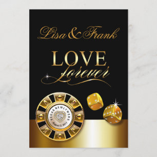 Liebeshochzeit für immer in Las Vegas   gold schwa Einladung