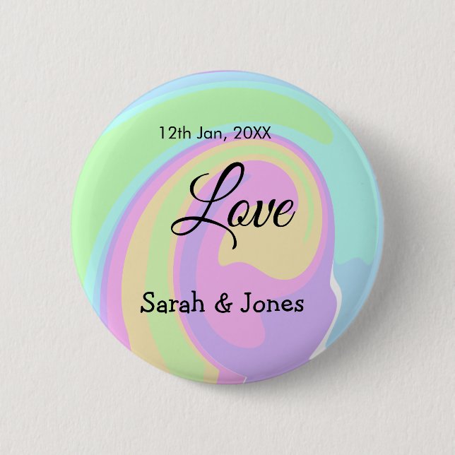 Liebeshochzeitspaar farbenfrohes Bohpattern Button (Vorderseite)