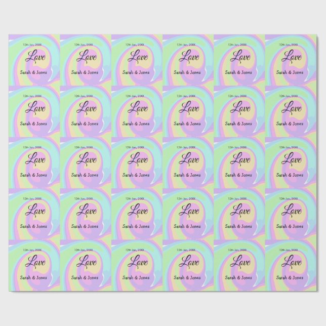 Liebeshochzeitspaar farbenfrohes Bohpattern Geschenkpapier (Flach)
