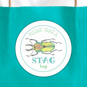 Liebeskäfer-Hirsch-Swag-Tasche-Partygastgeschenk Runder Aufkleber