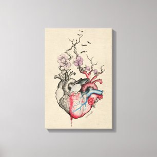 Liebeskunst Surreal Anatomische Herzen Blumen Vint Leinwanddruck