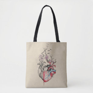 Liebeskunst Surreal Anatomische Herzen Blumen Vint Tasche