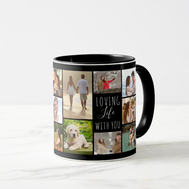 Liebesleben mit Ihnen 14 Foto Collage Schwarz Tasse (VorderseiteRechts)