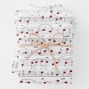 Liebeslied Romantische Herzen Noten Geschenkpapier Set