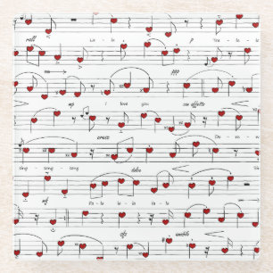 Liebeslied Rot-Herz-Musik-Score Glasuntersetzer