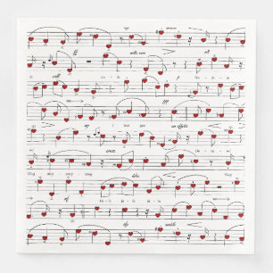 Liebeslied Rot-Herz-Musikpartitur Serviette
