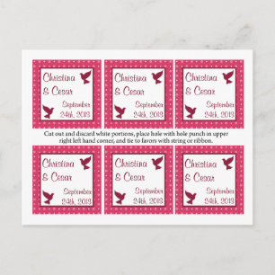 Liebesmarken Vögel lieben Rosa Streifen/Punkte Pun Postkarte