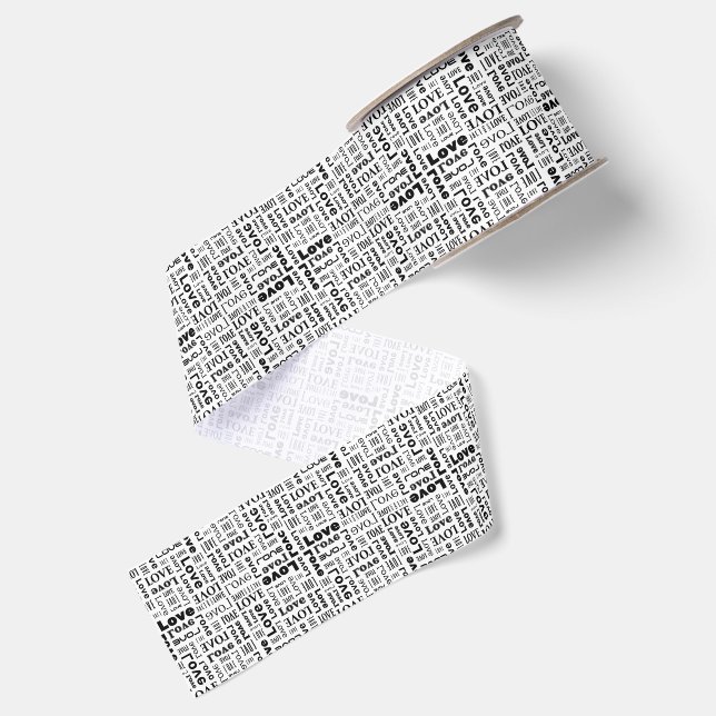 Liebesmuster mit schwarzen Buchstaben  Ripsband (Rückseite)