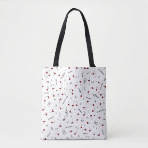 Liebesnotizen Rotes Herz Notenschrift Tasche