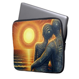 Liebespaar bei Sonnen Untergang am Meer Laptopschutzhülle