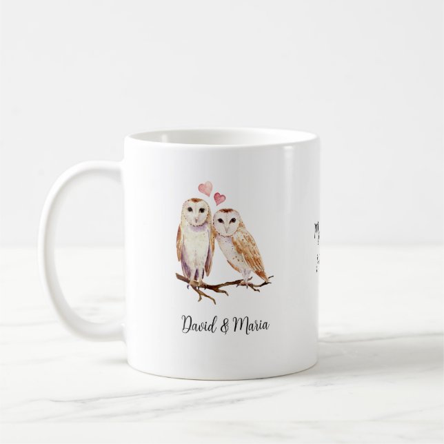 Liebespaar Eulen Kaffeetasse (Links)