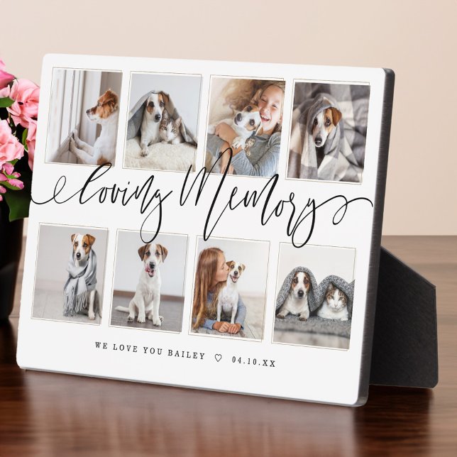 Liebespeicher | Modern Pet Memorial Foto Collage Fotoplatte (Loving Memory | Modern Pet Memorial Photo Collage Plaque)