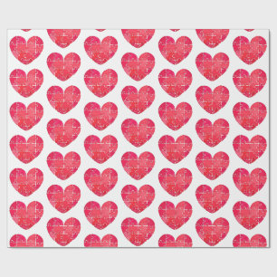 Liebespuzzle gelöst, rotes Puzzleherz Geschenkpapier