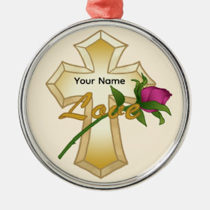 Liebesrose christliches Kreuz Ornament Aus Metall
