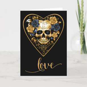 Liebesrosen-Totenkopf für Valentinstag Liebesstein Karte