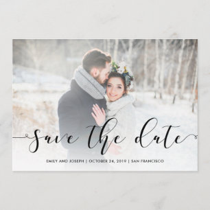 Liebesskript   Schwarz Save the Date mit Foto
