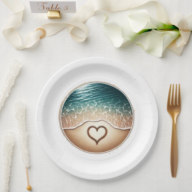 Liebesstrand Pappteller (Hochzeit)