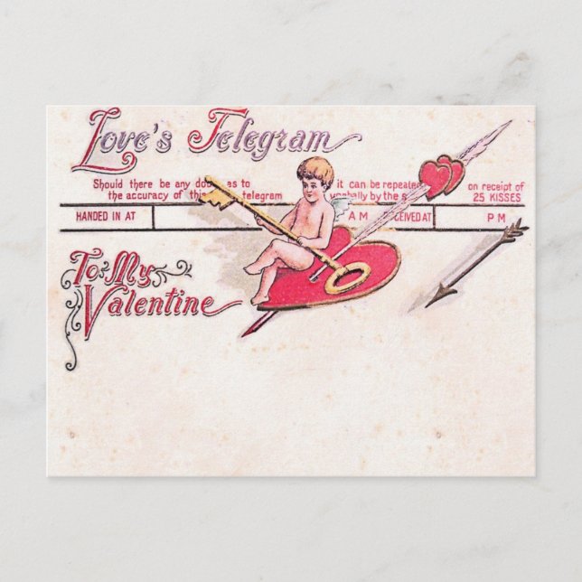 Liebestelegramm Postkarte (Vorderseite)