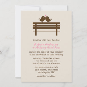 Liebesvögel auf der Hochzeit der Park Bench Einladung