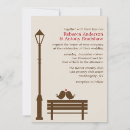 Liebesvögel auf der Hochzeit der Park Bench Einladung