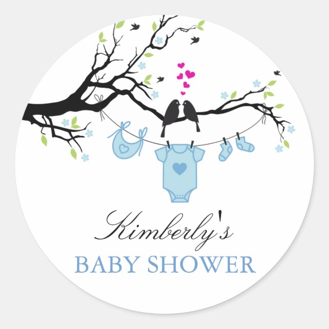 Liebesvögel | Babyduschenaufkleber Runder Aufkleber (Vorderseite)