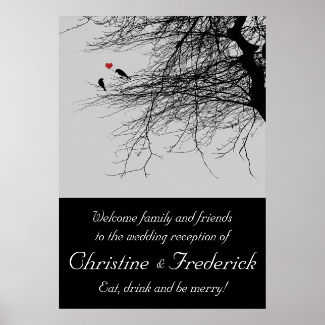 Liebesvögel, Begrüßungposter für Hochzeiten Poster (Vorne)
