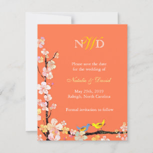 Liebesvögel BlumenWedding retten das Datum Save The Date