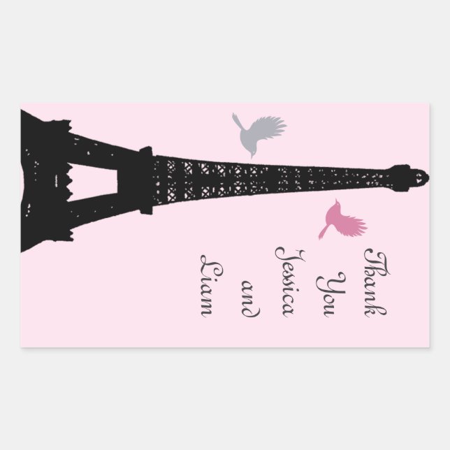 Liebesvögel Dankeschön Sticker (pink) (Vorderseite)