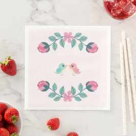 Liebesvögel Frühlingsblumen Papier-Desserts Servie Serviette