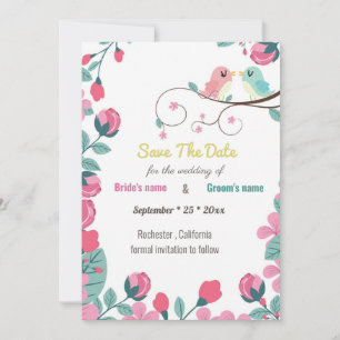 Liebesvögel Frühlingsblumen Save the Date