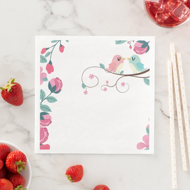 Liebesvögel Frühlingsflorentapapier Dnapkins Serviette (Beispiel)