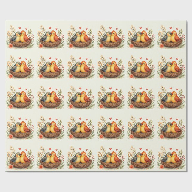 Liebesvögel Geschenkpapier (Flach)
