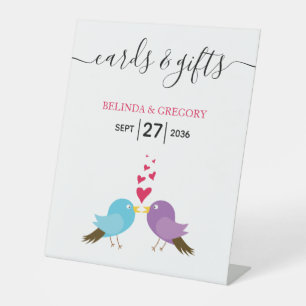 Liebesvögel & Herz Hochzeitskarten & Geschenke Sockelschild