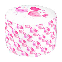 Liebesvögel Herz rosa, weißer Pouf