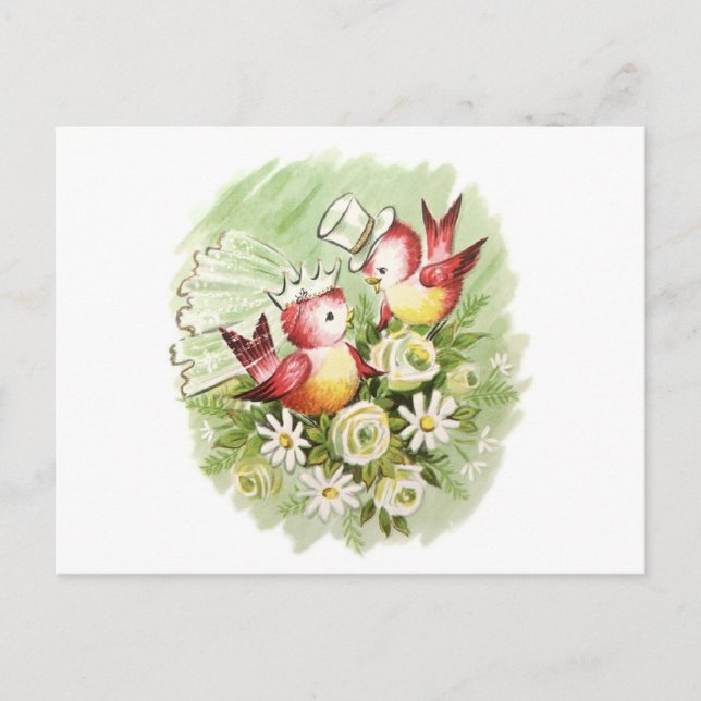Liebesvögel Hochzeit Postkarte (Vorderseite)