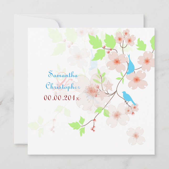 Liebesvögel Hochzeitseinladungen Einladung (Vorderseite)