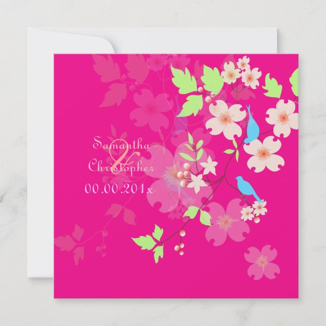 Liebesvögel Hochzeitseinladungen Einladung (Vorderseite)