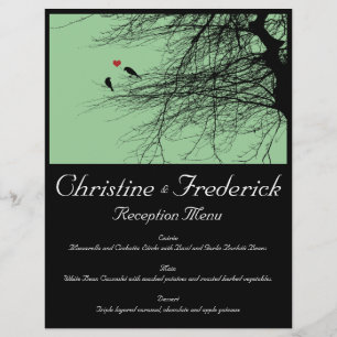 Liebesvögel, Hochzeitsmenü und Flyer