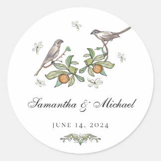 Liebesvögel Hochzeitsticker Runder Aufkleber