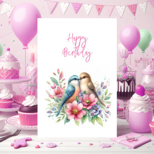 Liebesvögel im Frühling Alles Gute zum Geburtstag Dankeskarte