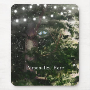 Liebesvögel + Kiefernbaum Nacht Rustikal Personali Mousepad