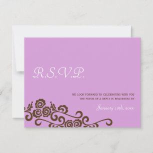 Liebesvögel lila moderne Hochzeit RSVP Antwort Einladung