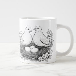 Liebesvögel mit Eiern Bleistiftskizze Kaffeetasse Jumbo-Tasse
