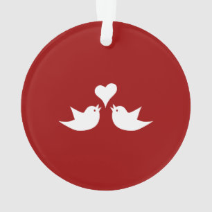 Liebesvögel mit Herz-Hochzeit Ornament