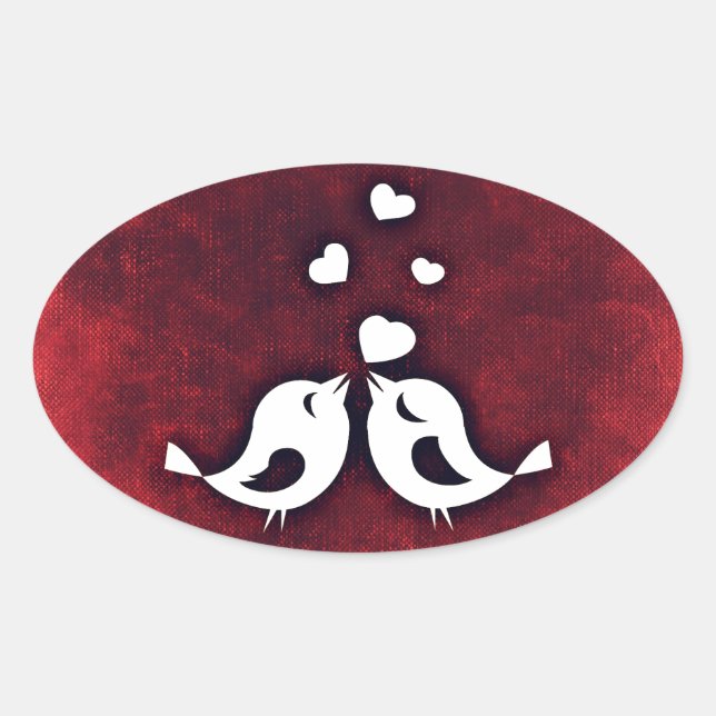 Liebesvögel Ovaler Aufkleber (Vorderseite)