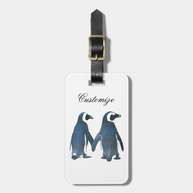 Liebesvögel Penguin Couple Thunder_Cove Gepäckanhänger (Vorderseite vertikal)